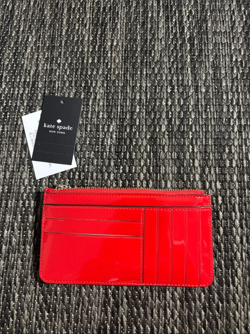 Kate Spade Bridget Patent Large Slim Card Holder in Red NEW
